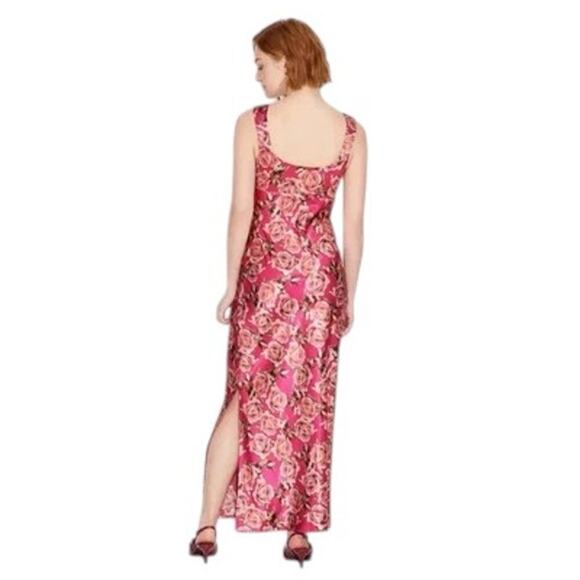 Wild Fable XXL Rose Print Satin Dress Pink Floral Sleeveless - Picture 3 of 14
